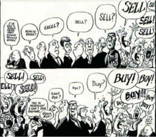 The Economist cartoon - Sell or buy
