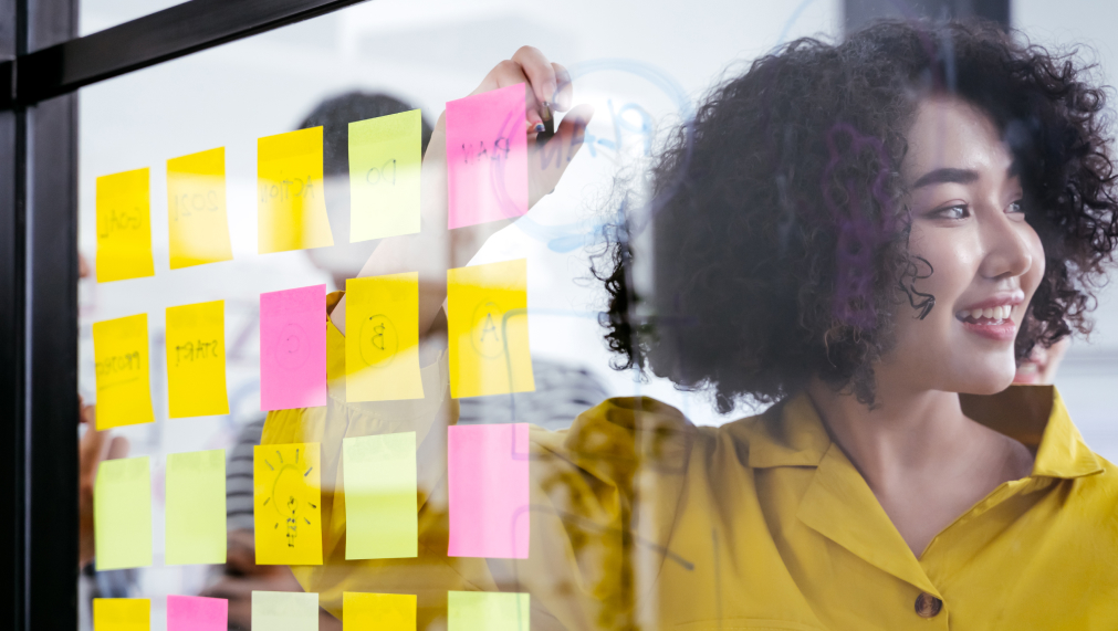 person with sticky notes
